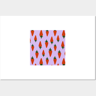 Carrot pattern in purple background Posters and Art